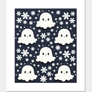 Cute Ghost Pattern Posters and Art